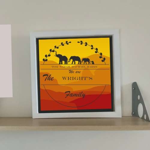 Elephant Family Frame with Sahara Background